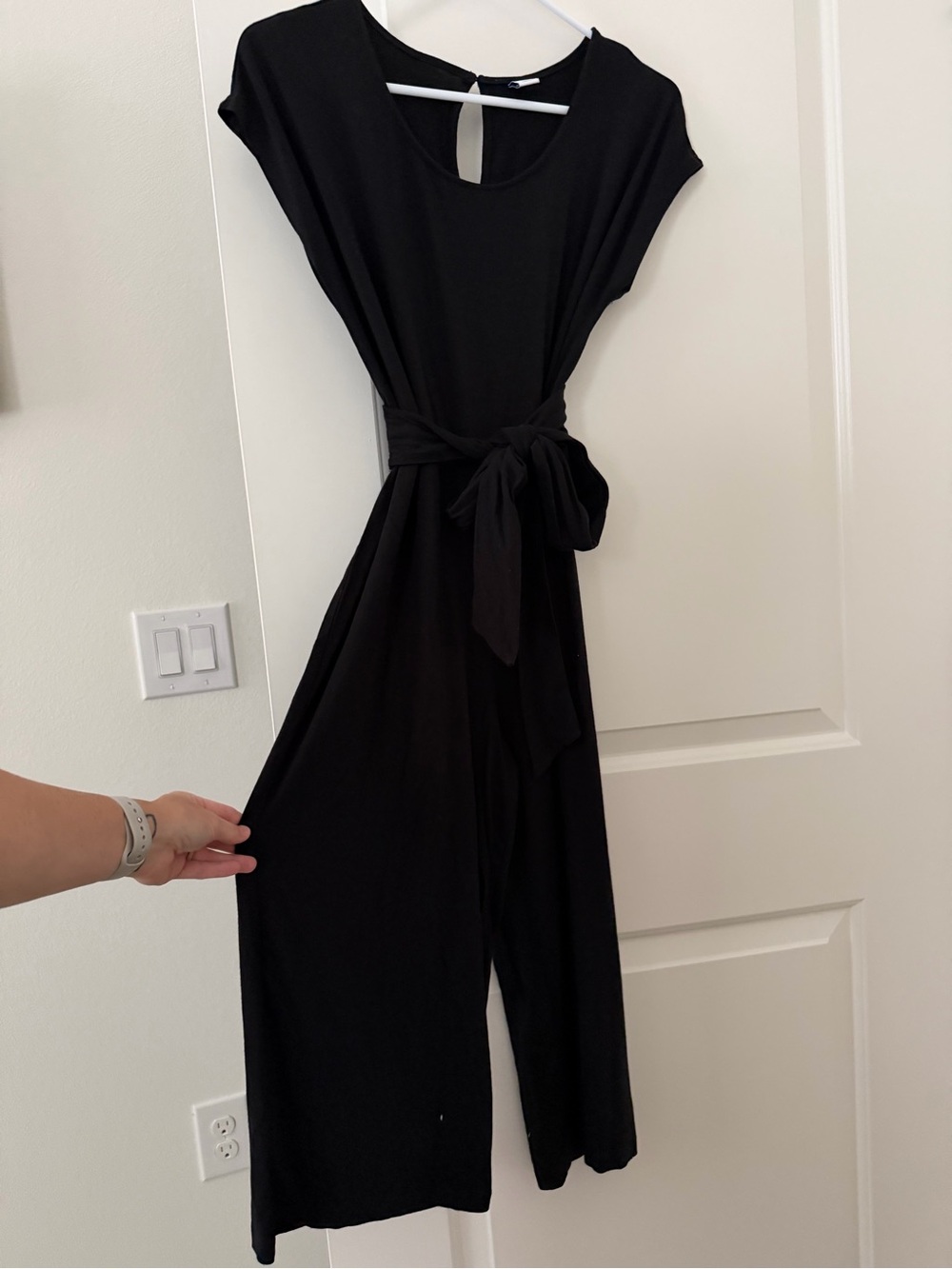 Old Navy Black Belted cropped leg Jumpsuit